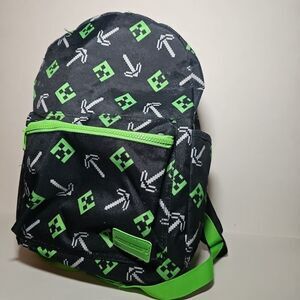 Minecraft Unisex Kids Black Green Pixel Print Adjustable Straps Laptop Backpack